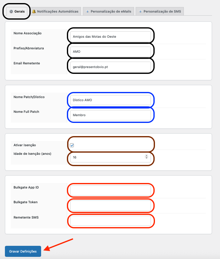 Config: Separador Configurações Gerais